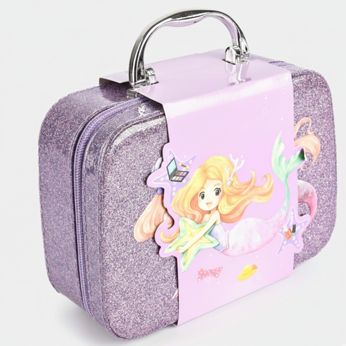 2-in-1 Kids Beauty Makeup Kit with Glitter Carry Case – Girls Pretend Play Cosmetic Set