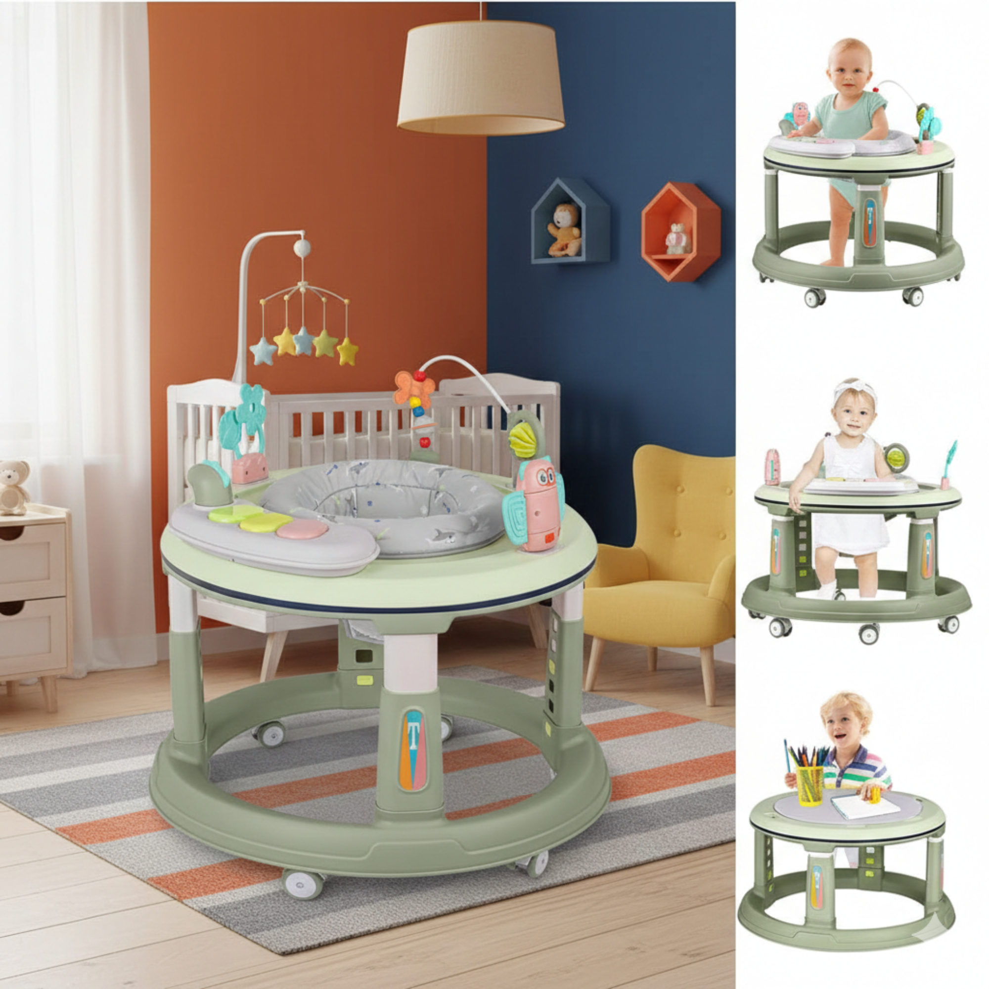 3-in-1 Baby Walker & Activity Table | Premium Plastic Multi-Functional Center - Lyallpur Furniture
