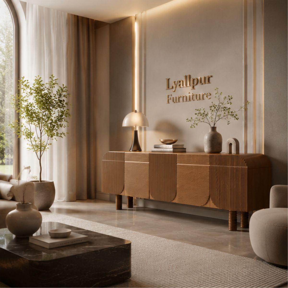Aethel Fluted Teak Media Console