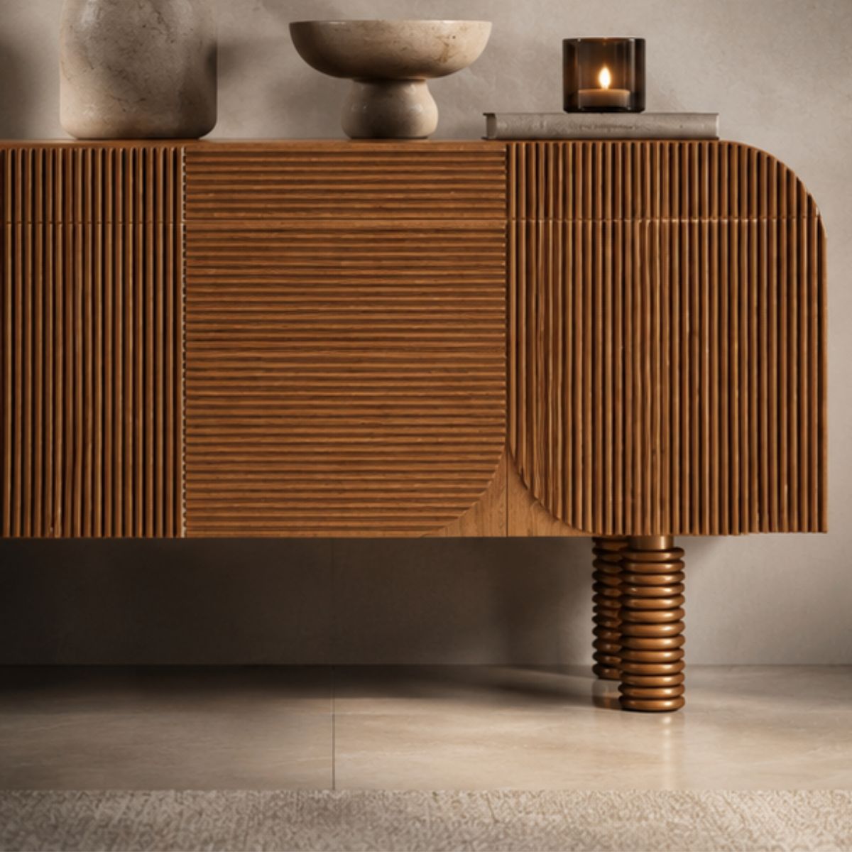 Aethel Fluted Teak Media Console