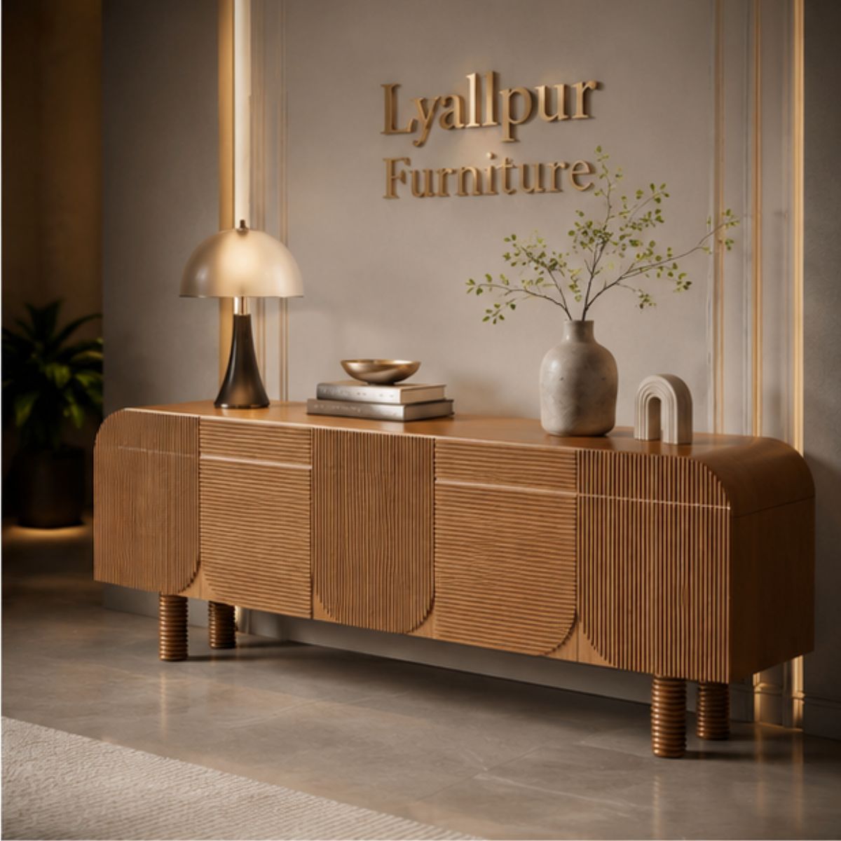 Aethel Fluted Teak Media Console
