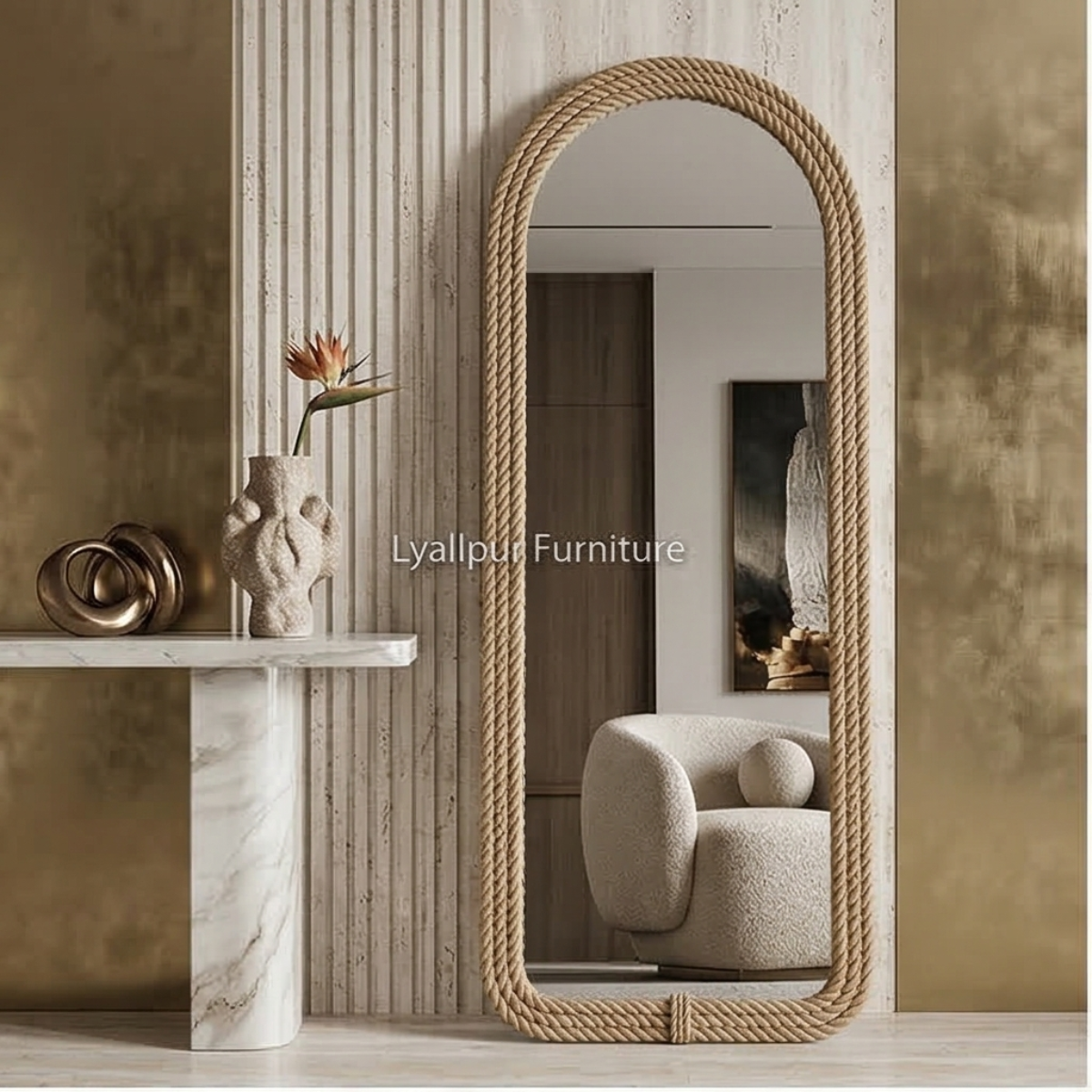 Arched Rope Standing Mirror