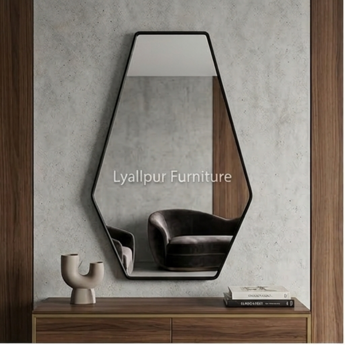 Asymmetrical Black Shield Mirror