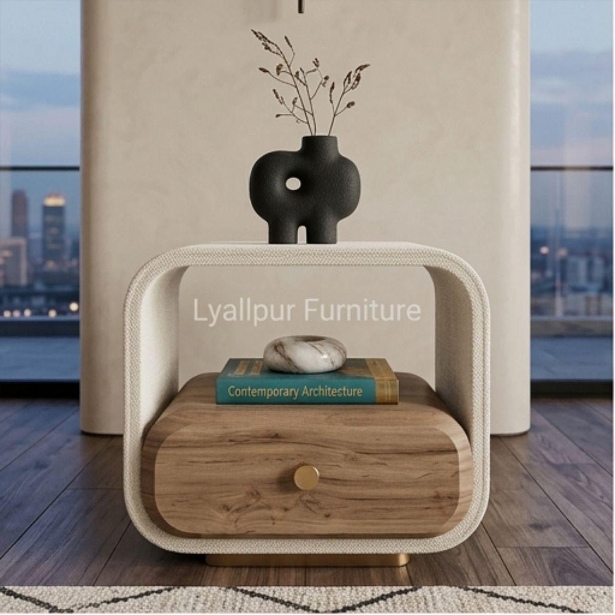 Aura Curved Walnut Side Table