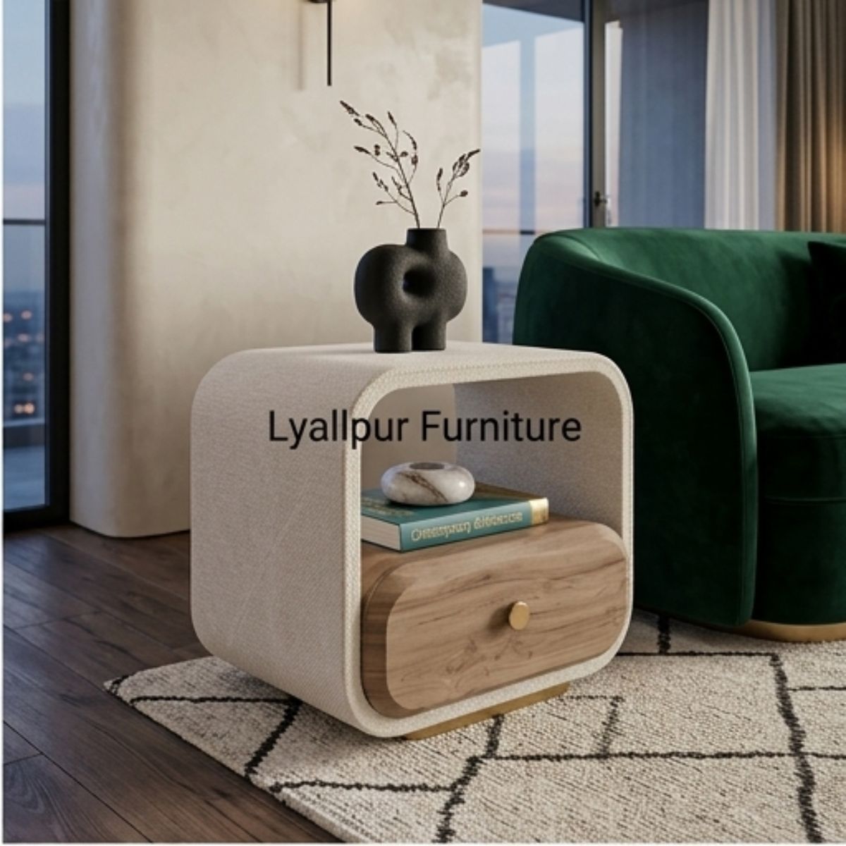 Aura Curved Walnut Side Table