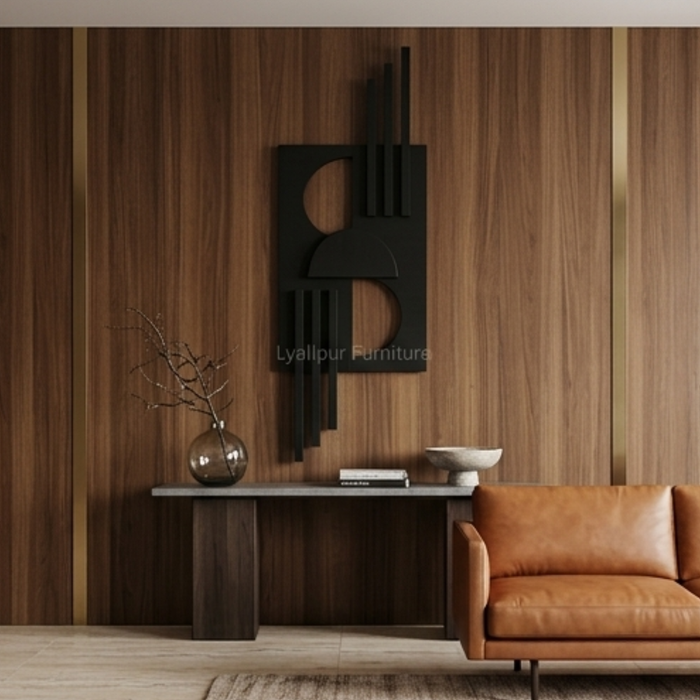 Black Abstract Geometric Wall Sculpture