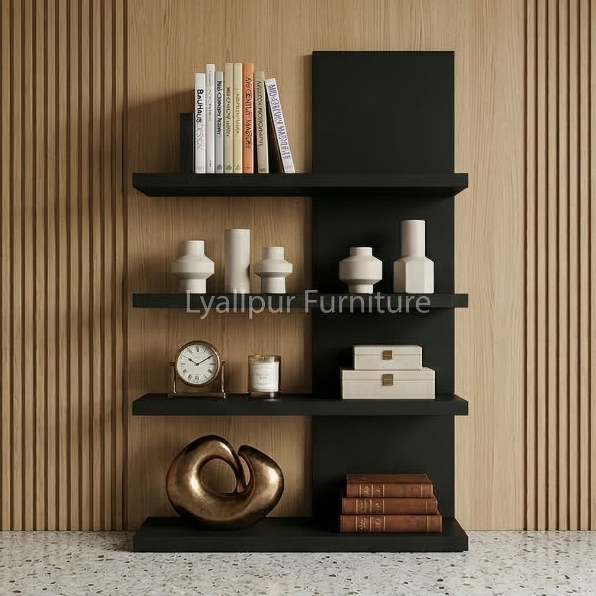 Black Asymmetrical Wall Shelf