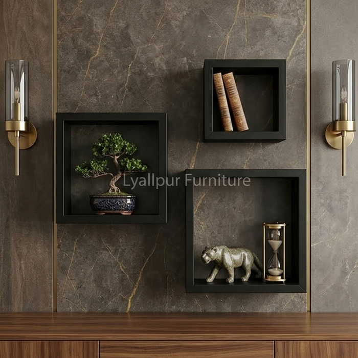 Black Triple Cube Shadow Boxes