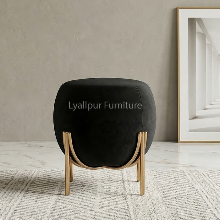 Black Velvet Gold Ottoman