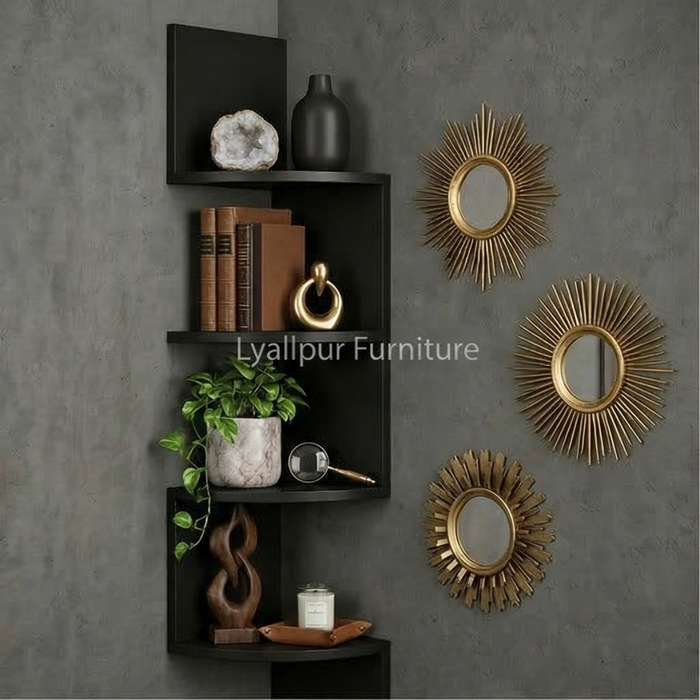 Black Zig-Zag Corner Shelf