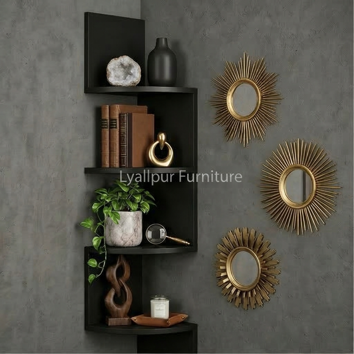 Black Zig-Zag Corner Shelf