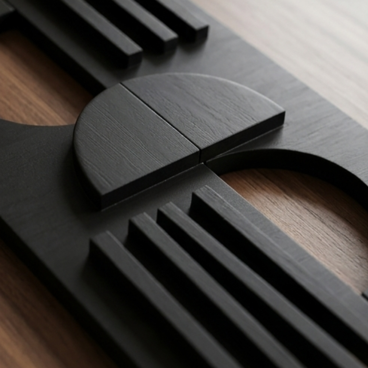 Black Abstract Geometric Wall Sculpture
