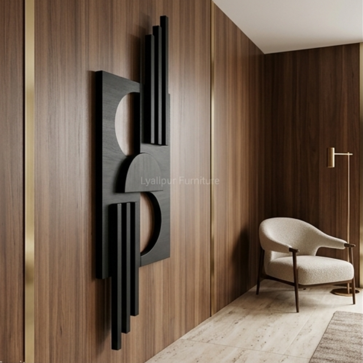 Black Abstract Geometric Wall Sculpture