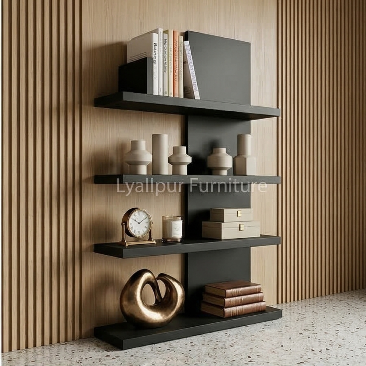 Black Asymmetrical Wall Shelf
