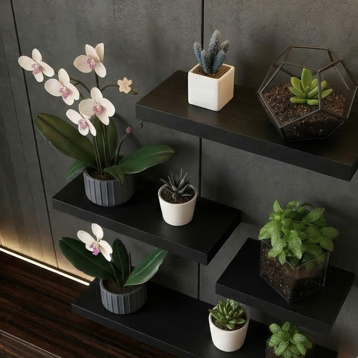 Black Floating Shelf Trio