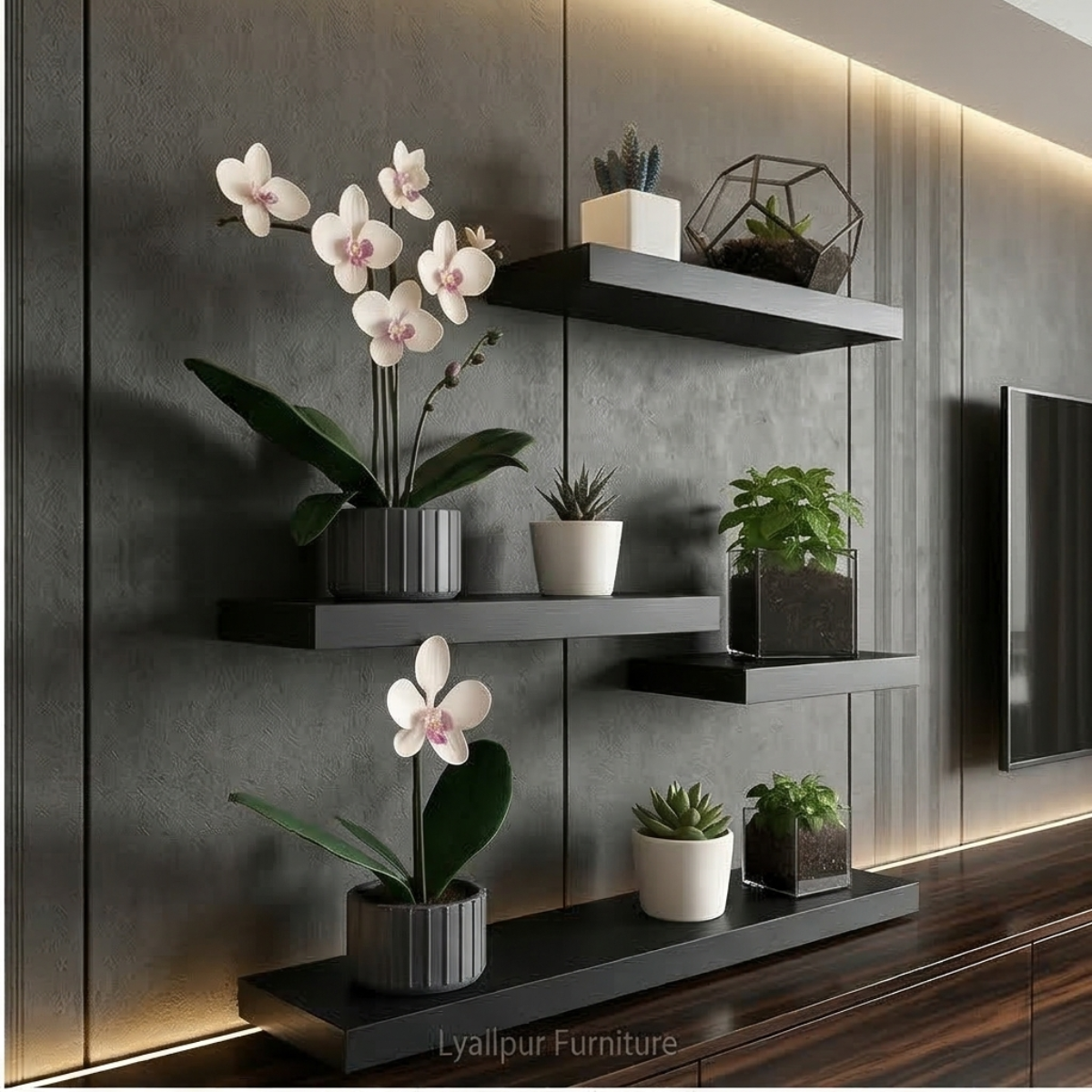 Black Floating Shelf Trio