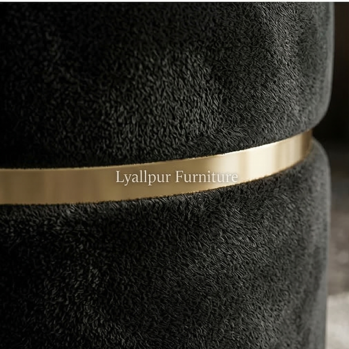 Black Velvet Ottoman Stool