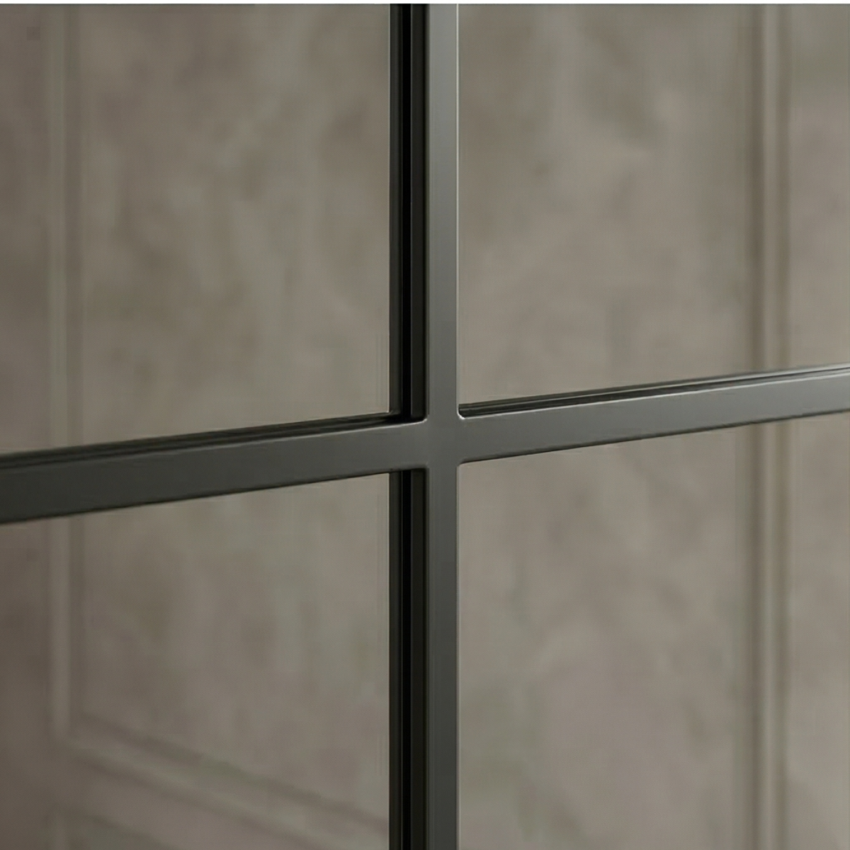 Black Window Grid Mirror