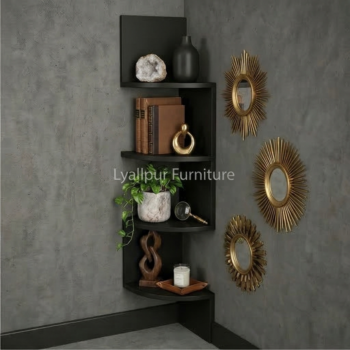 Black Zig-Zag Corner Shelf
