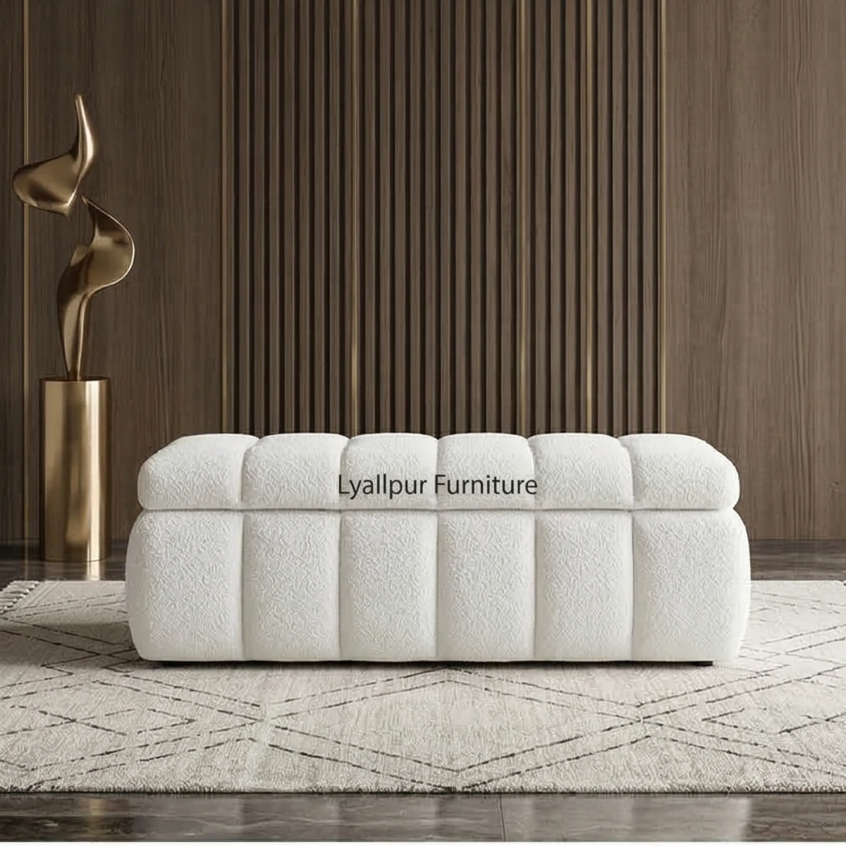 Boucle Storage Bench Ottoman