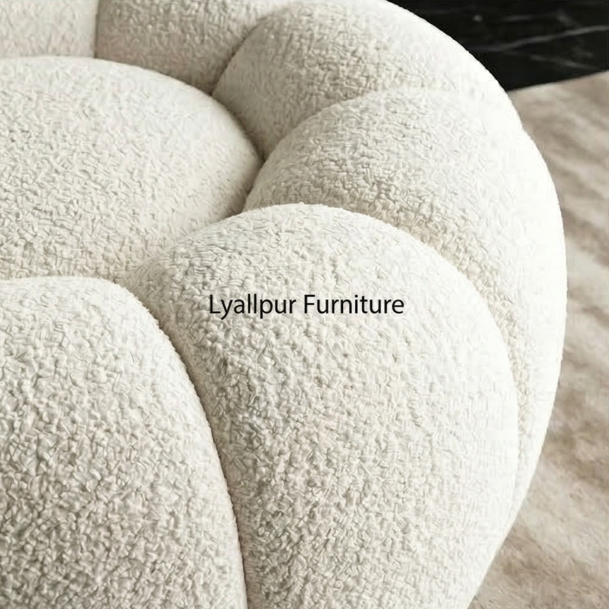 Boucle Round Ottoman Pouf