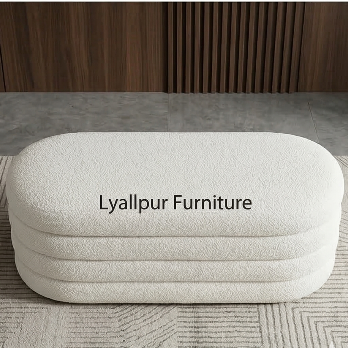 Bouclé Storage Bench Ottoman