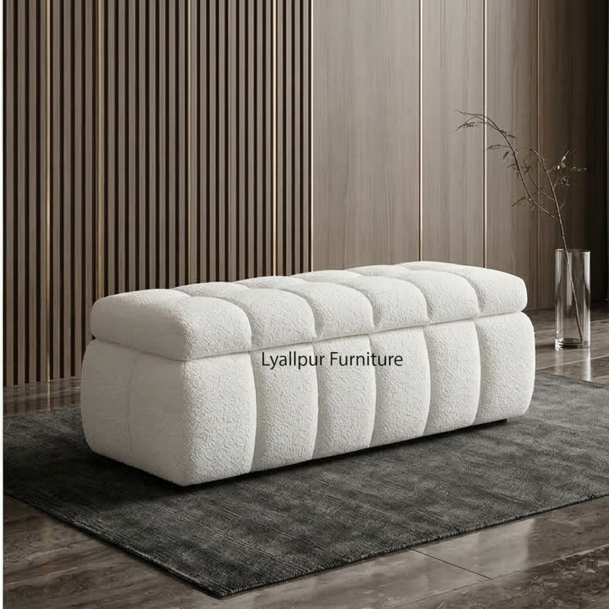Boucle Storage Bench Ottoman