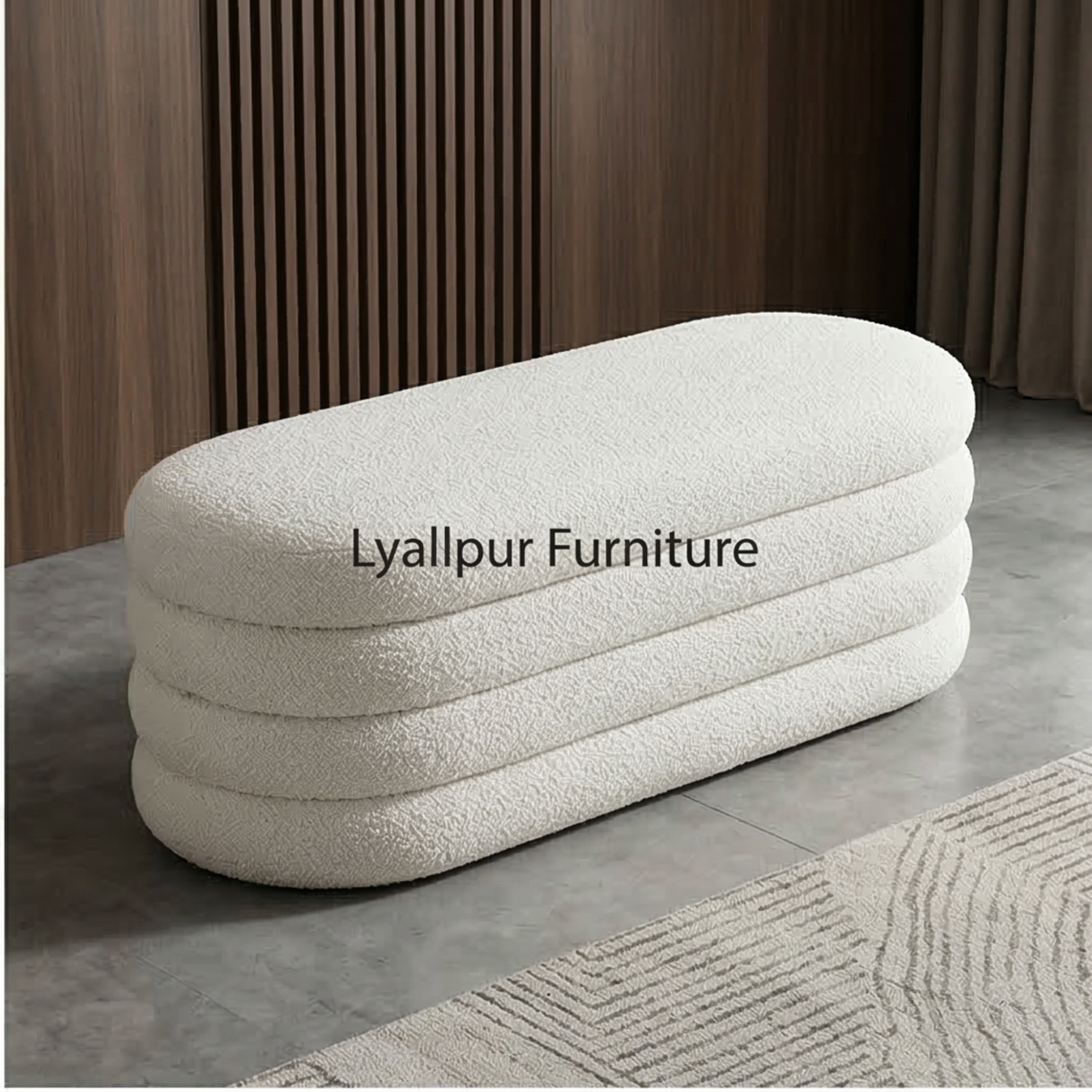 Bouclé Storage Bench Ottoman