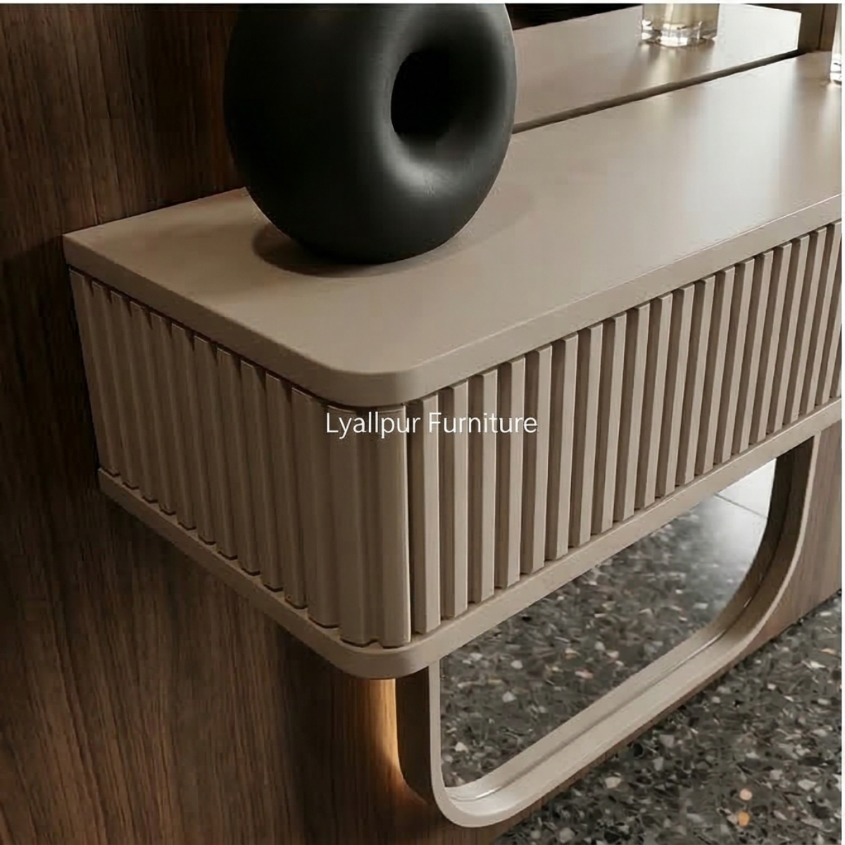Capsule Wall Mirror with Fluted Floating Console