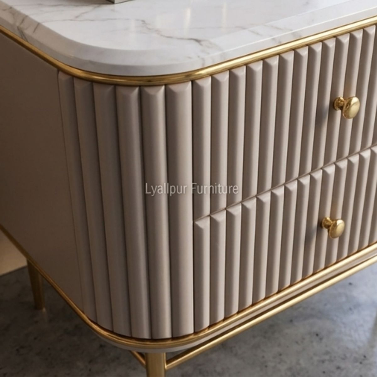 Celeste Marble Top Fluted Nightstand