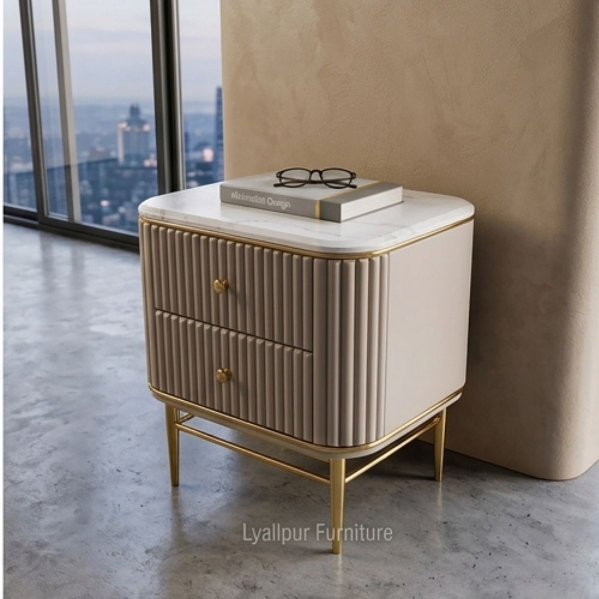 Celeste Marble Top Fluted Nightstand