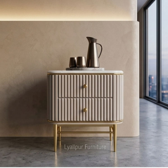 Celeste Marble Top Fluted Nightstand