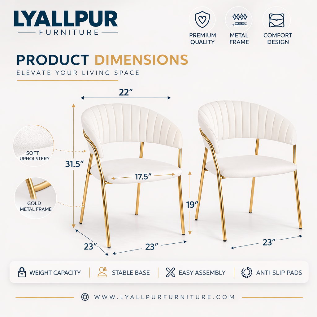 Luxury Velvet Dining Chairs – Gold Frame | Set of 2