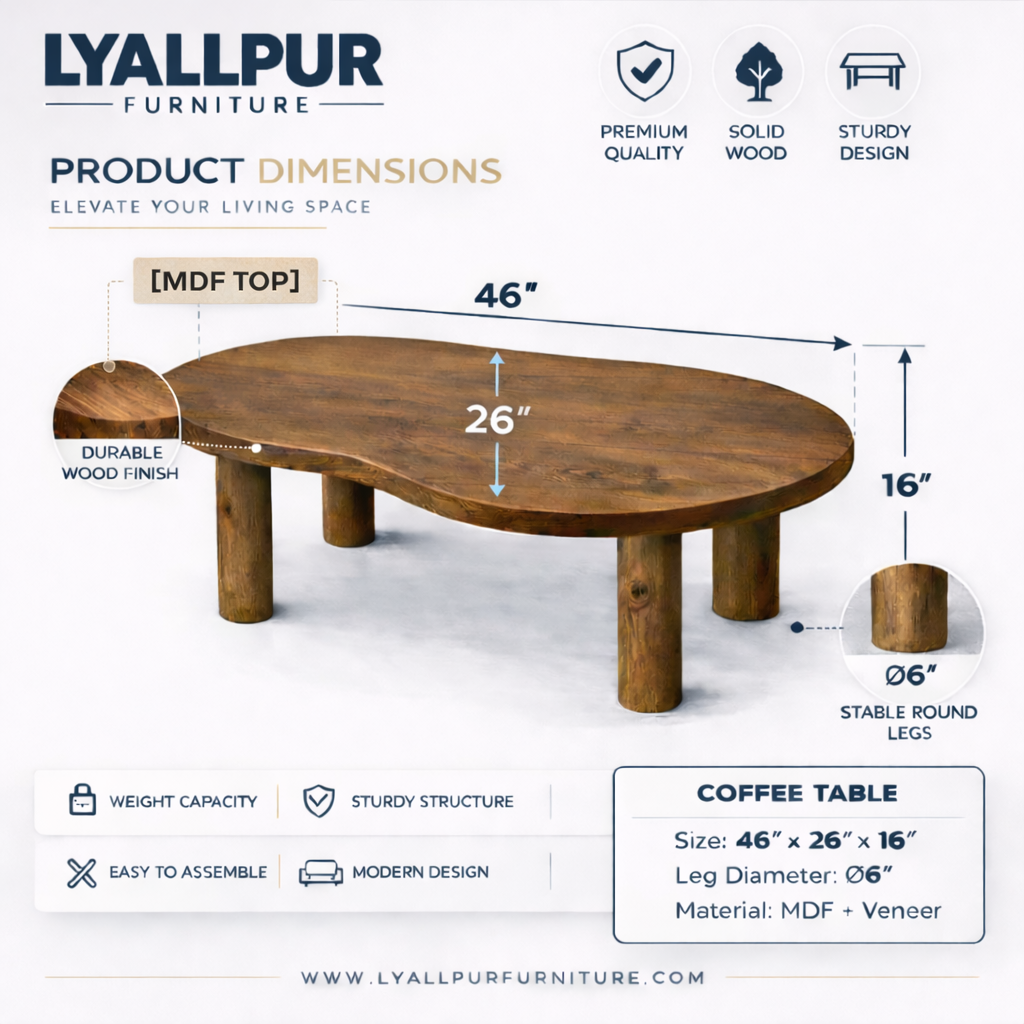 Modern Wooden Coffee Table – Low Center Table