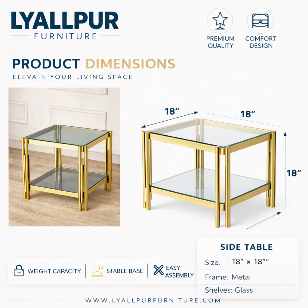 Gold Fluted Glass Side Table