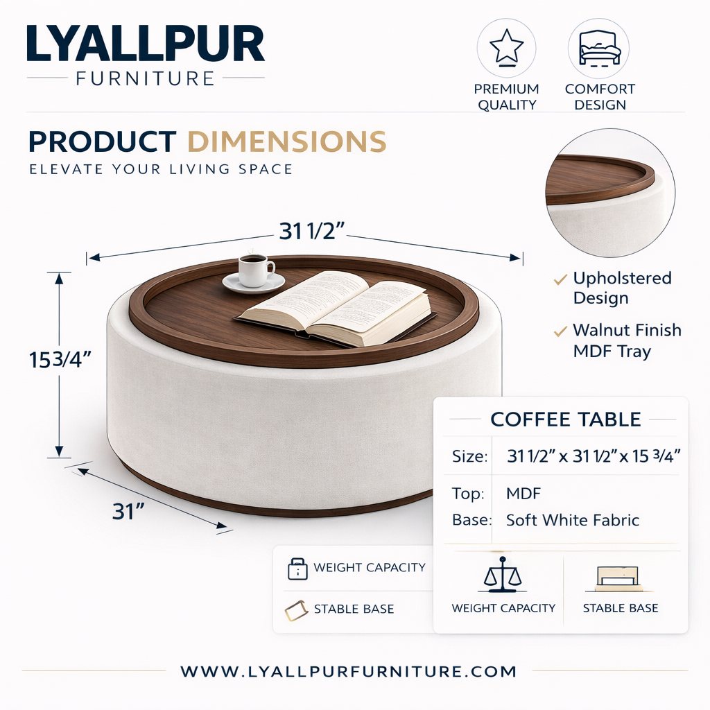 Upholstered Tray Ottoman Table