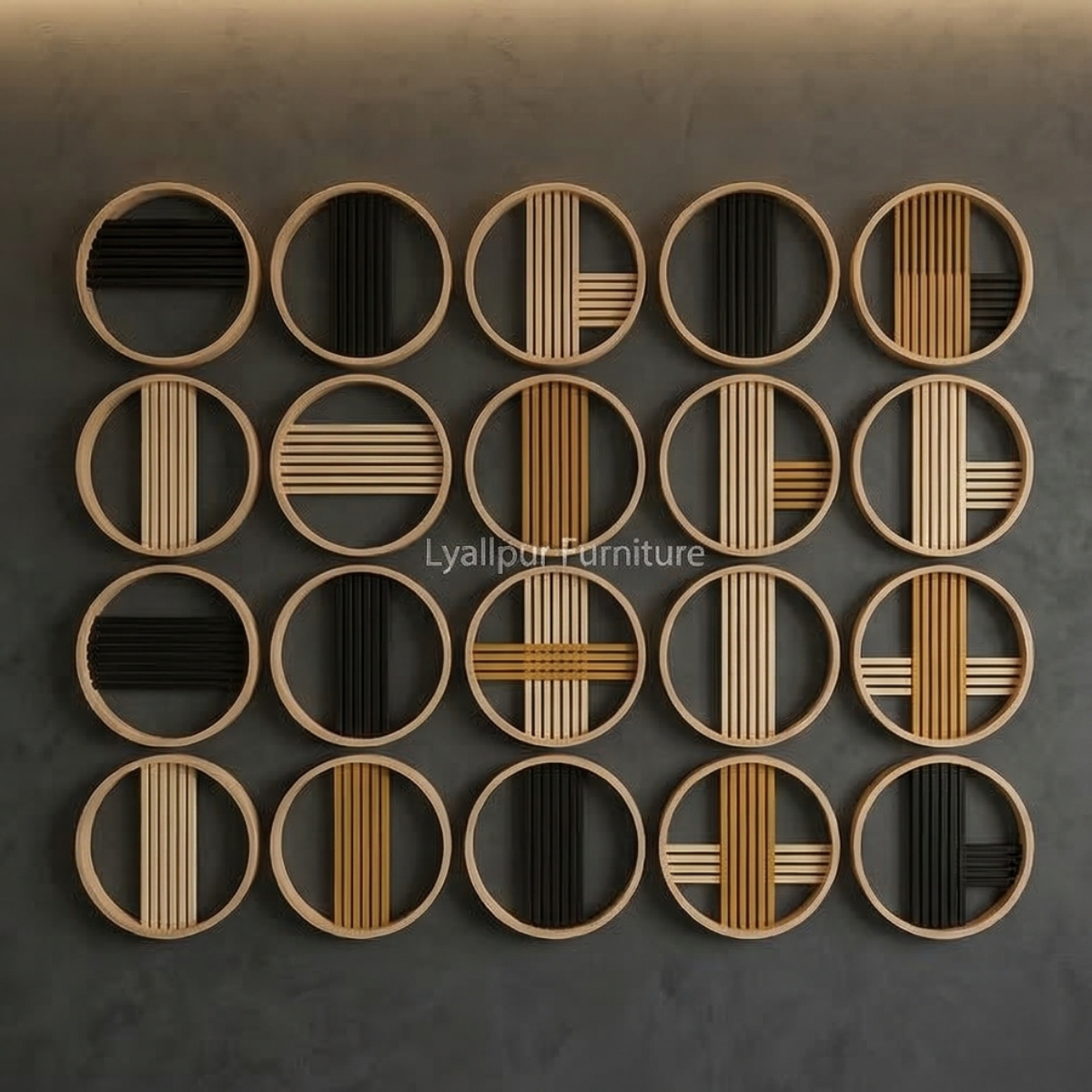 Circular Slatted Oak Wall Art