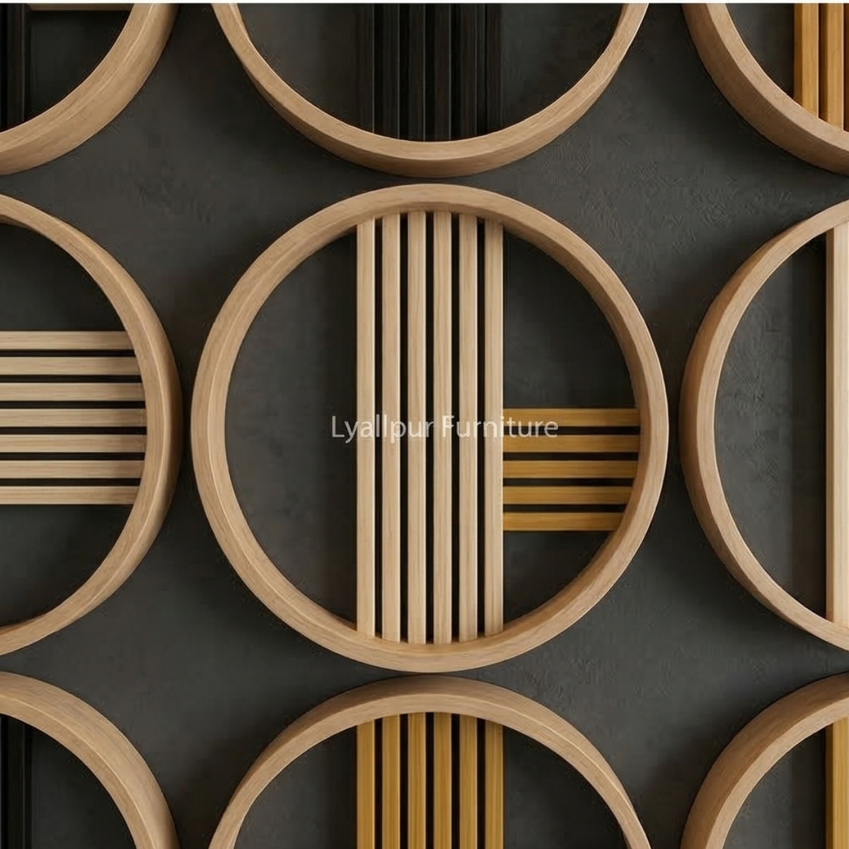 Circular Slatted Oak Wall Art