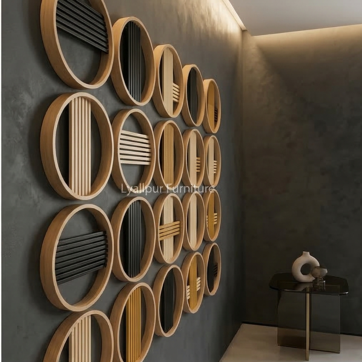 Circular Slatted Oak Wall Art