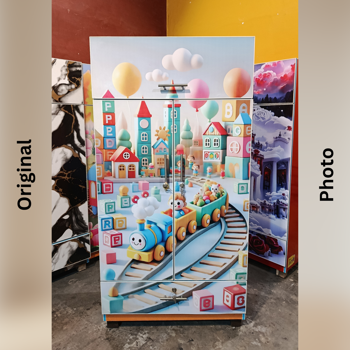 Kids Train Wardrobe – 2 Door Kids Cupboard