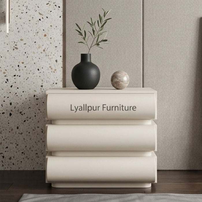 Crema Fluted 3-Drawer Nightstand