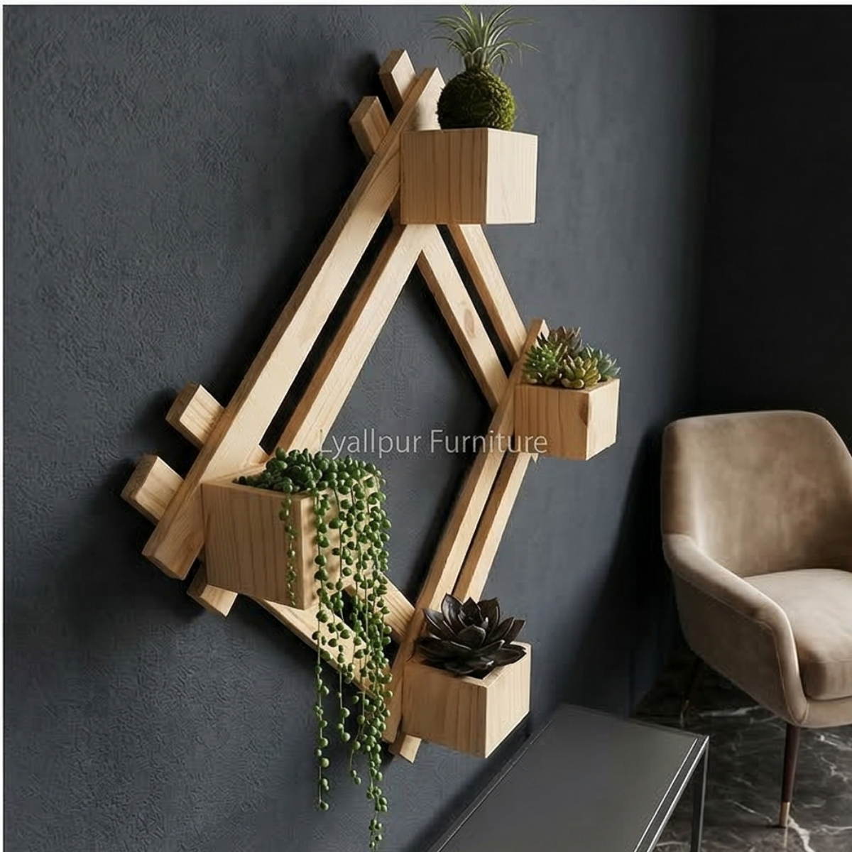 Diamond Wooden Wall Planter