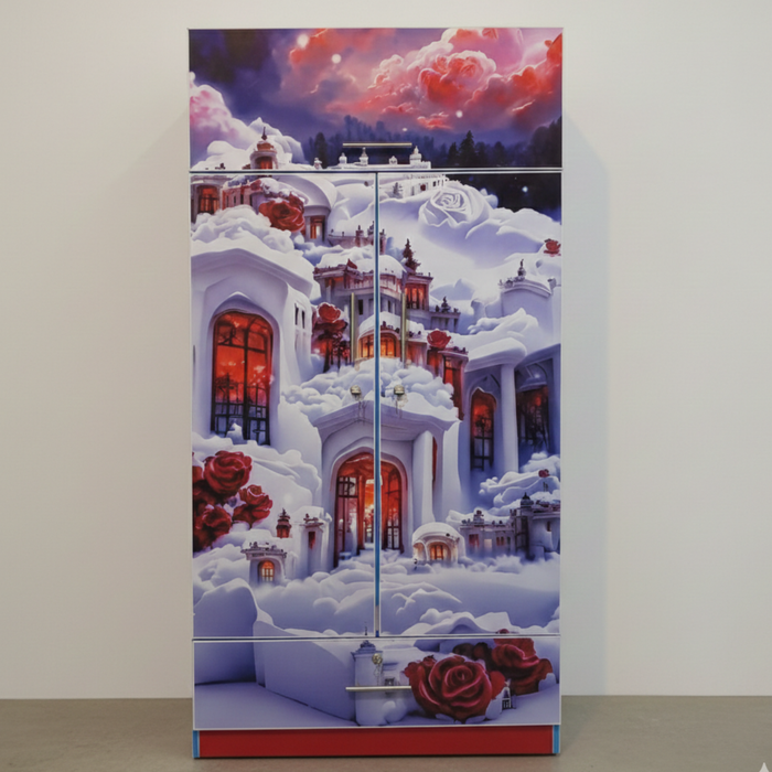 Dream Palace Rose Printed 2 Door Wardrobe with Drawer