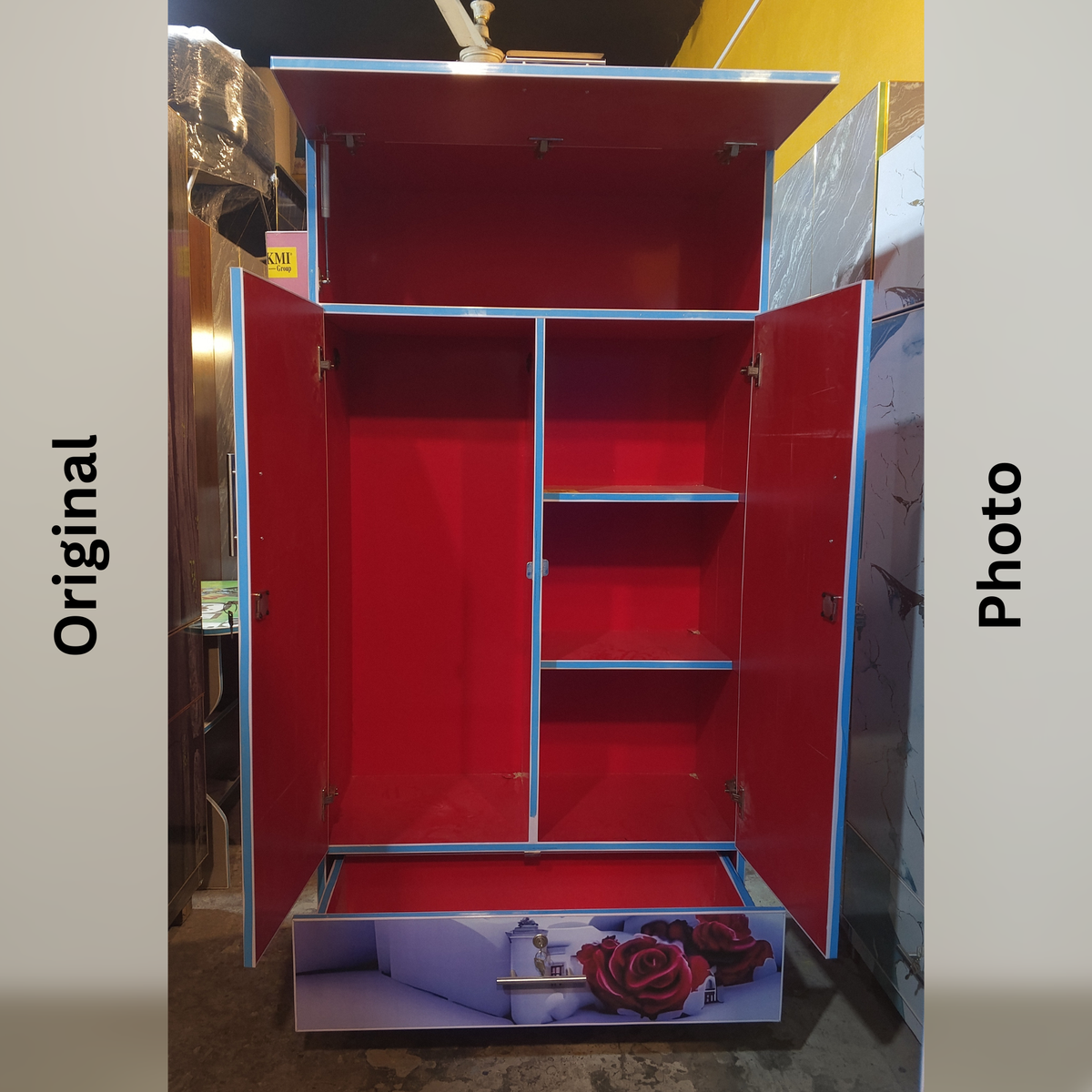 Dream Palace Rose Printed 2 Door Wardrobe with Drawer