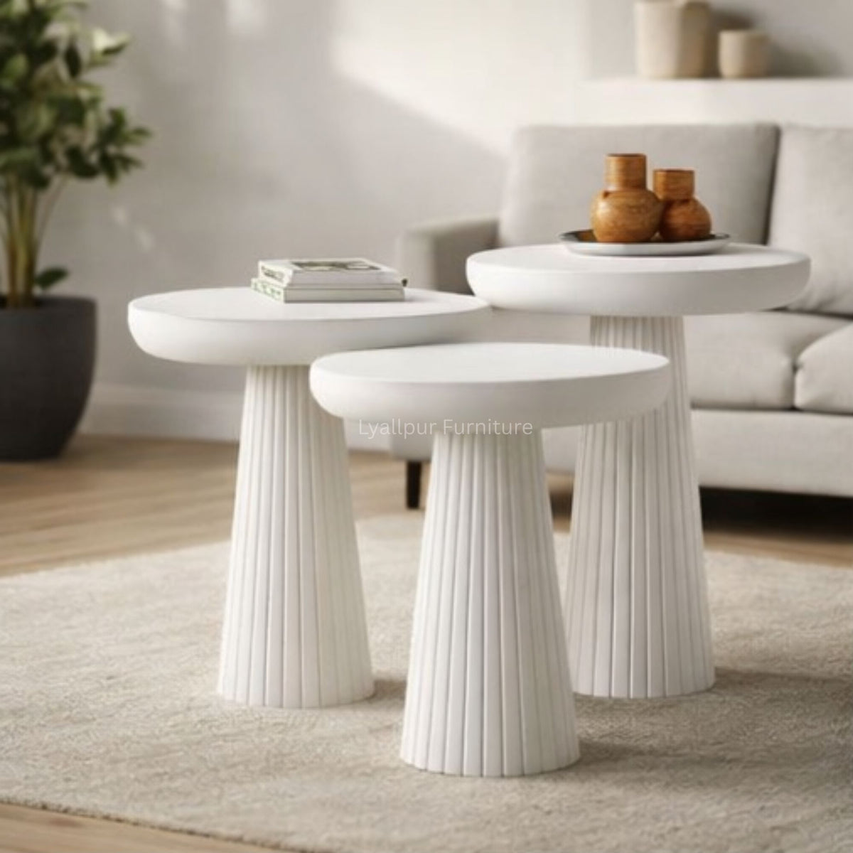 Fluted Round Table Set (3pcs)