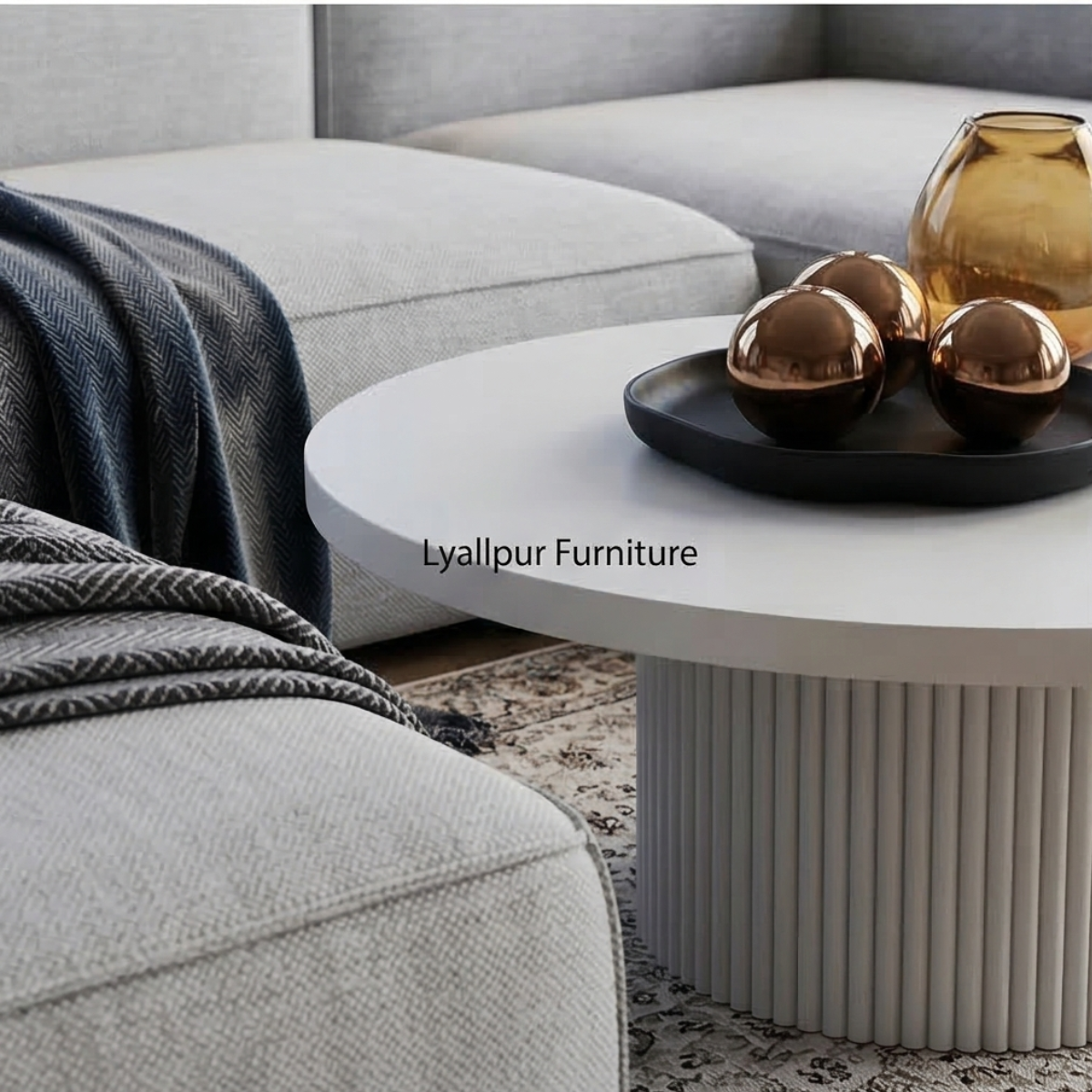 Fluted Pedestal Coffee Table