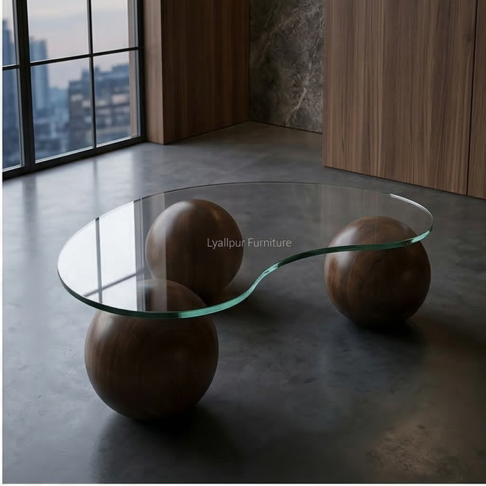 Glass Pebble Sphere Table