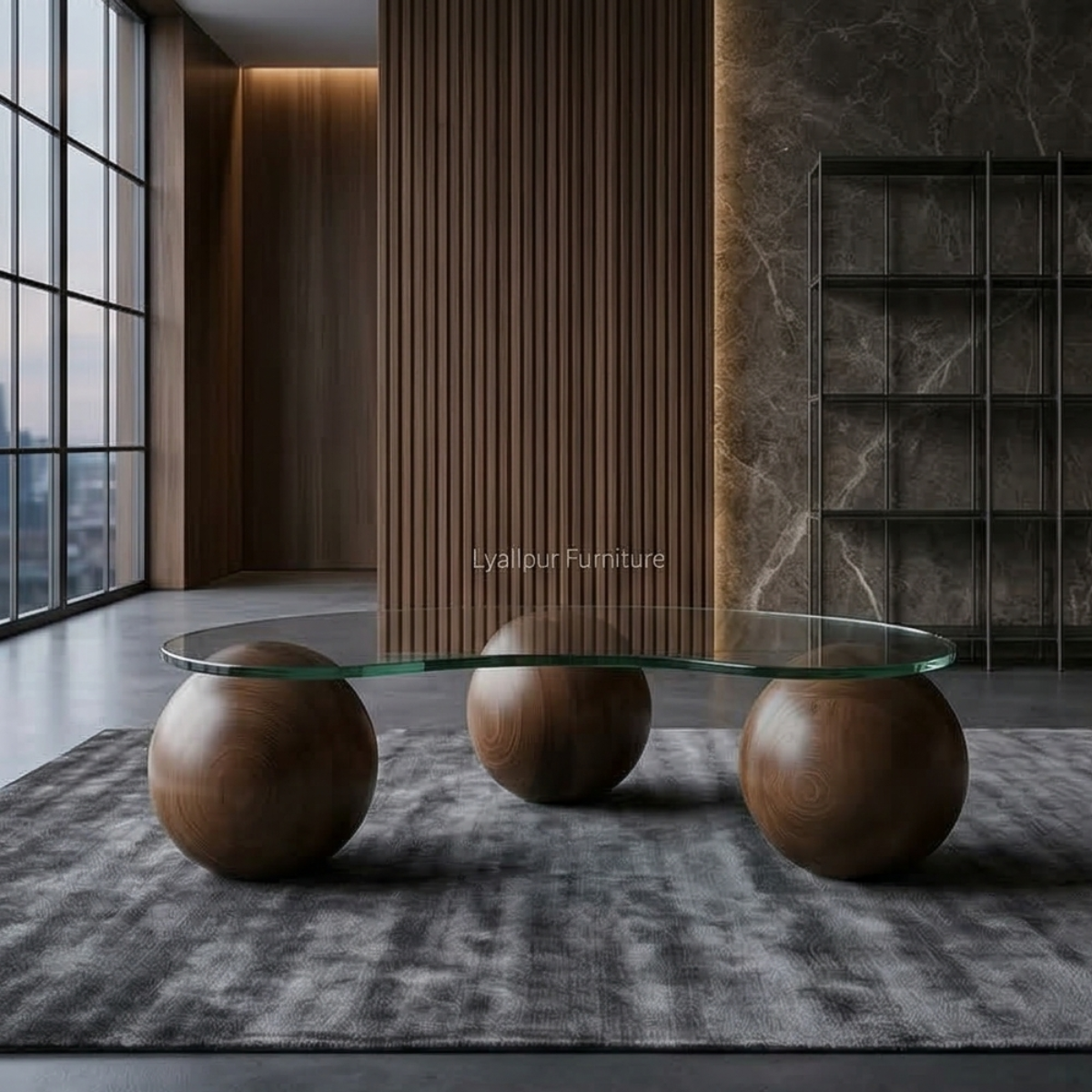 Glass Pebble Sphere Table