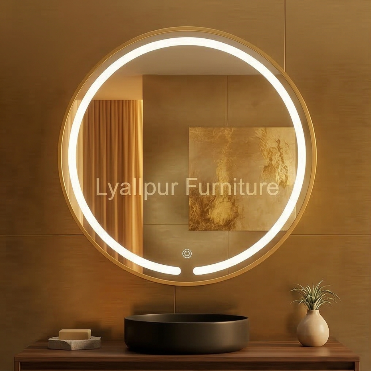 Gold Circular LED Smart Mirror