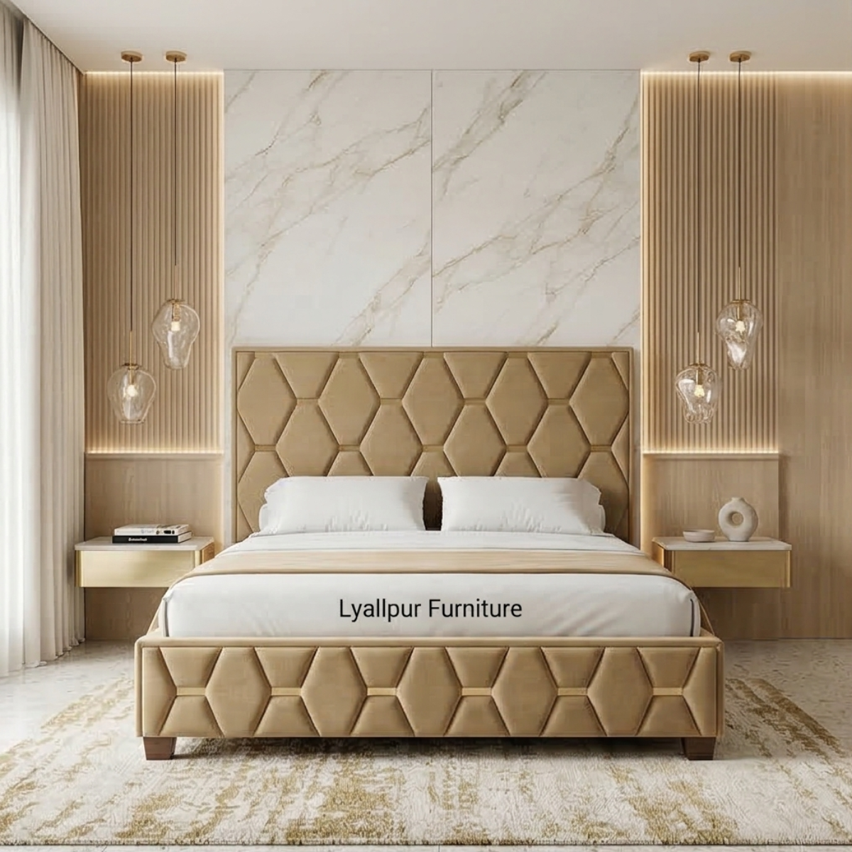 Gold Diamond Honeycomb Bed